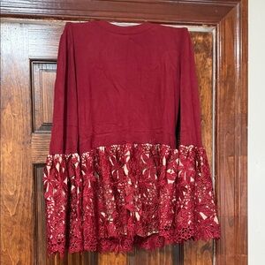Women's Burgundy Lace-Trim Skirt